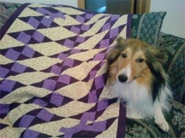 Cali with her quilt