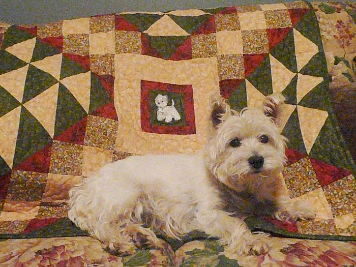 Kensi with her quilt